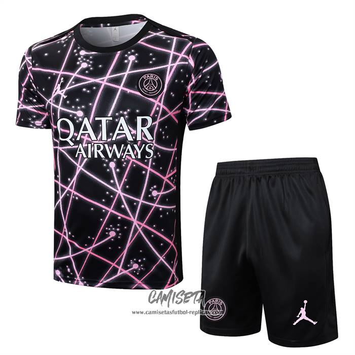 Chandal del Paris Saint-Germain Jordan 2025-2026 Manga Corta Negro Rosa - Pantalon Corto